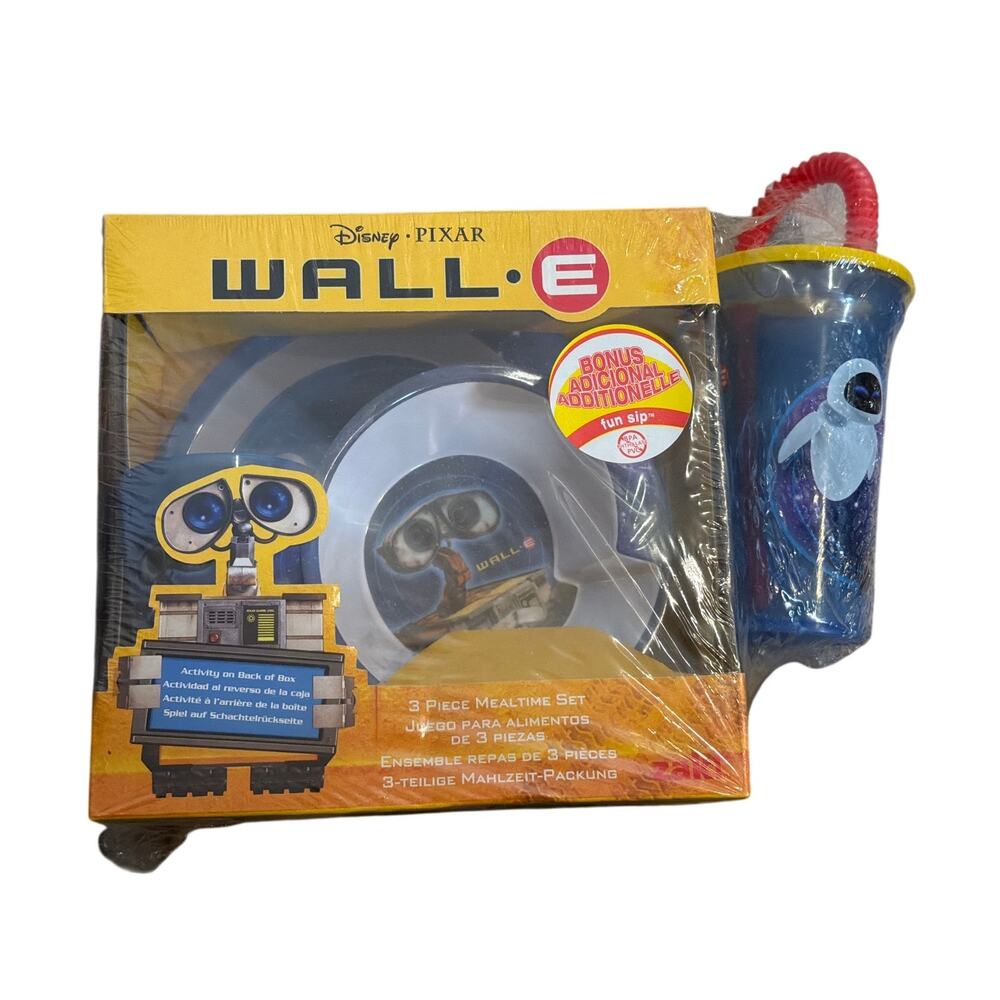 Sealed Disney Pixar Wall-E 3 Piece Mealtime Set plate bowl tumbler nwt